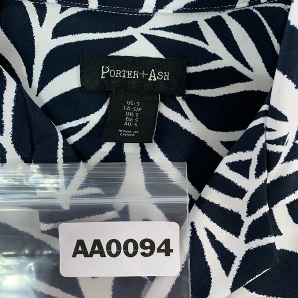 Porter Ash S Mens Leaf Print Performance Shirt Button Front Short Sleeve - Picture 3 of 8